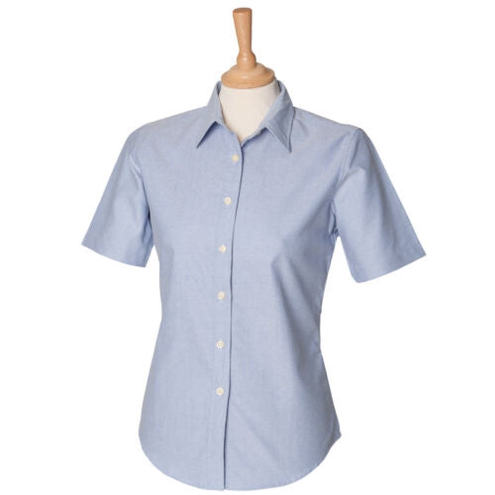 Ladies Henbury Short Sleeve Classic Wrinkle Resistant Cotton Shirt Blouse H516