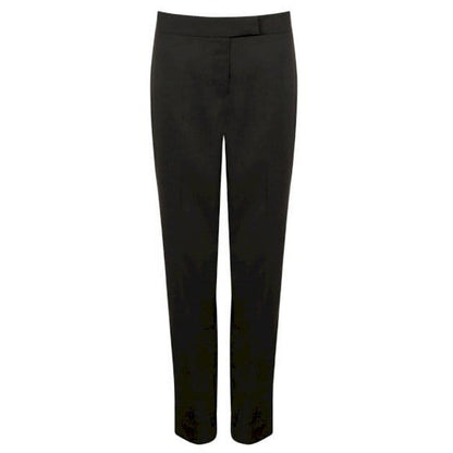 Ladies Tapered Leg Flattering Flat Front Polyester Black Trouser Size 8-20 H631