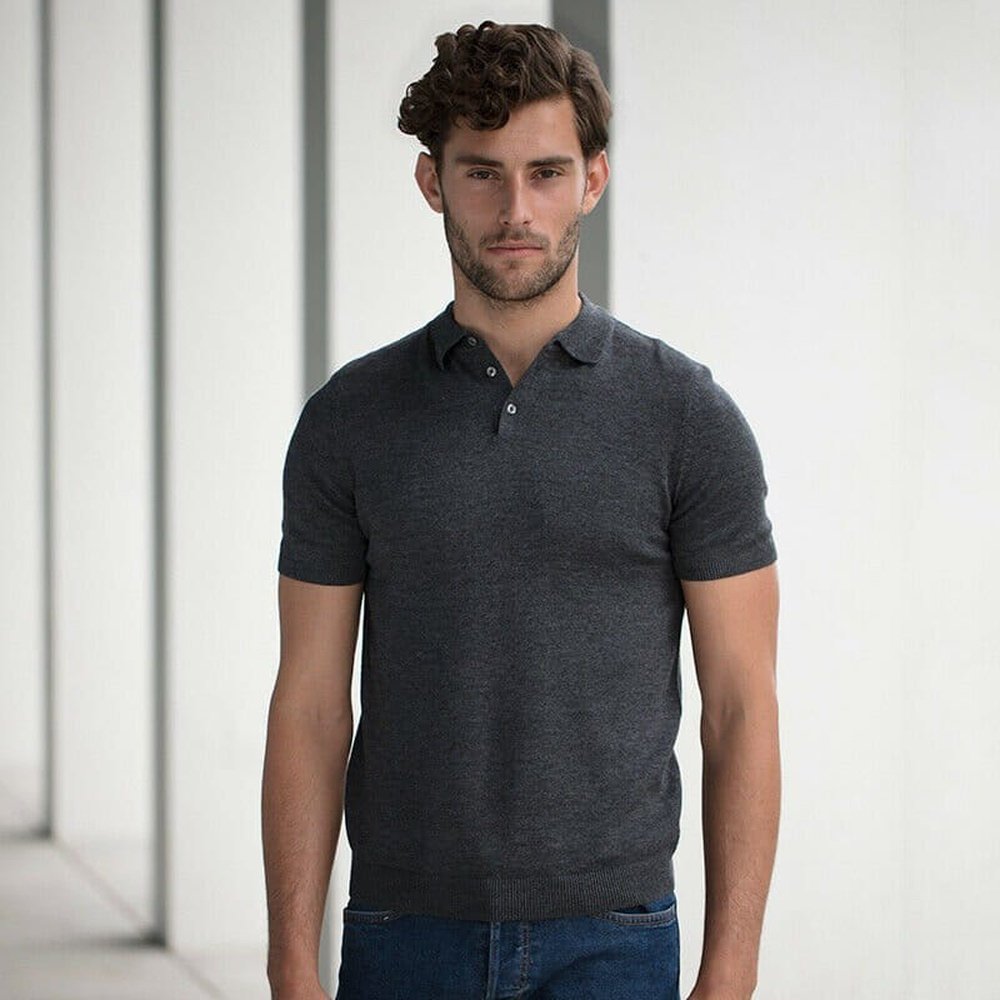 Men's fine shop knit polo shirt