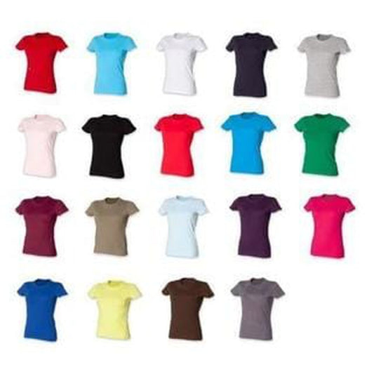 Womens NEW Stretch Plain Crew Neck Quality T-Shirt 19 Colours Small - XXL SK101